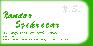 nandor szekretar business card