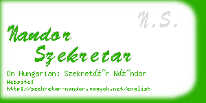 nandor szekretar business card